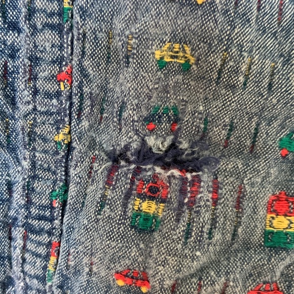 Oshkosh Toddler 18 Months Car Print Denim Jeans Pants Vintage 90s Boy Girl - Picture 7 of 7